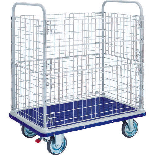 【取寄品】 ＴＲＵＳＣＯ プレス製台車 ドンキーカート ２段金網付 １２２５×７７５ ストッパー付 507WNS 【送料都度見積】