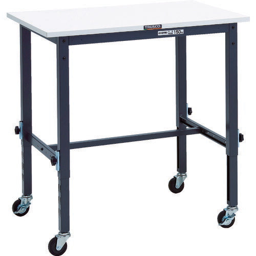ＴＲＵＳＣＯ　軽荷重作業台高さ調節式（８０ｋｇ）ＡＥＭ型　９００Ｘ６００ＸＨ７１９～１０１９　φ７５キャスター付　ダークグレー色 AEM-0960C75DG