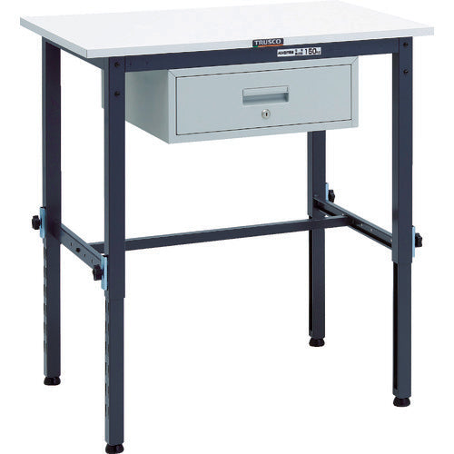 ＴＲＵＳＣＯ　軽荷重作業台高さ調節式（１５０ｋｇ）ＡＥＭ型　９００Ｘ６００ＸＨ６５０～９５０　１段引出付　ダークグレー色 AEM-0960F1 DG