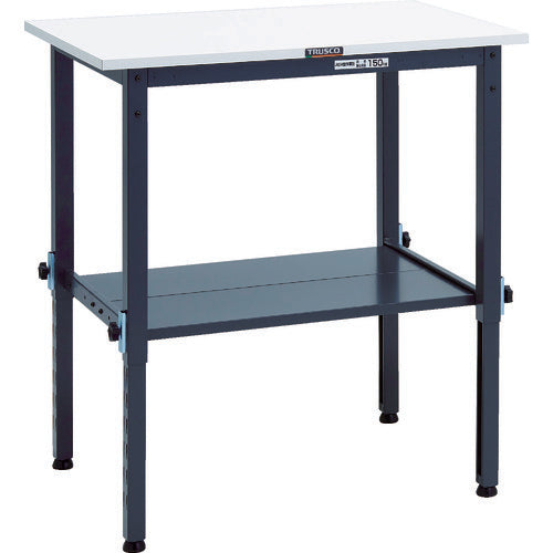 ＴＲＵＳＣＯ　軽荷重作業台高さ調節式（１５０ｋｇ）ＡＥＭ型　９００Ｘ６００ＸＨ６５０～９５０　下棚２枚付　ダークグレー色 AEM-0960LT2 DG