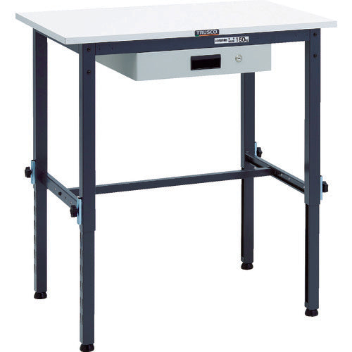 ＴＲＵＳＣＯ　軽荷重作業台高さ調節式（１５０ｋｇ）ＡＥＭ型　９００Ｘ６００ＸＨ６５０～９５０　薄型１段引出付　ダークグレー色 AEM-0960UDK1 DG