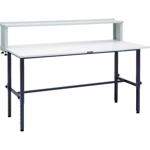 ＴＲＵＳＣＯ　軽荷重作業台高さ調節式（１５０ｋｇ）ＡＥＭ型　１８００Ｘ９００ＸＨ９５４～１２５４（全高）　上棚付　ダークグレー色 AEM-1809YURB DG