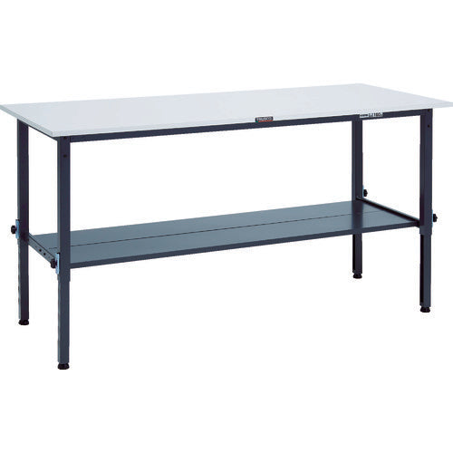 ＴＲＵＳＣＯ　軽荷重作業台高さ調節式（１５０ｋｇ）ＡＥＭ型　１８００Ｘ７５０ＸＨ６５０～９５０　下棚２枚付　ダークグレー色 RAEM-1800LT2 DG