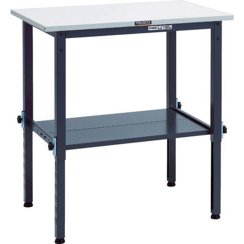 ＴＲＵＳＣＯ　軽荷重作業台高さ調節式（１５０ｋｇ）ＡＥＭ型　９００Ｘ６００ＸＨ６５０～９５０　下棚２枚付　ダークグレー色 SAEM-0960LT2 DG