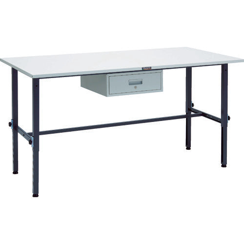 ＴＲＵＳＣＯ　軽荷重作業台高さ調節式（１５０ｋｇ）ＡＥＭ型　１８００Ｘ９００ＸＨ６５０～９５０　１段引出付　ダークグレー色 SAEM-1809F1 DG
